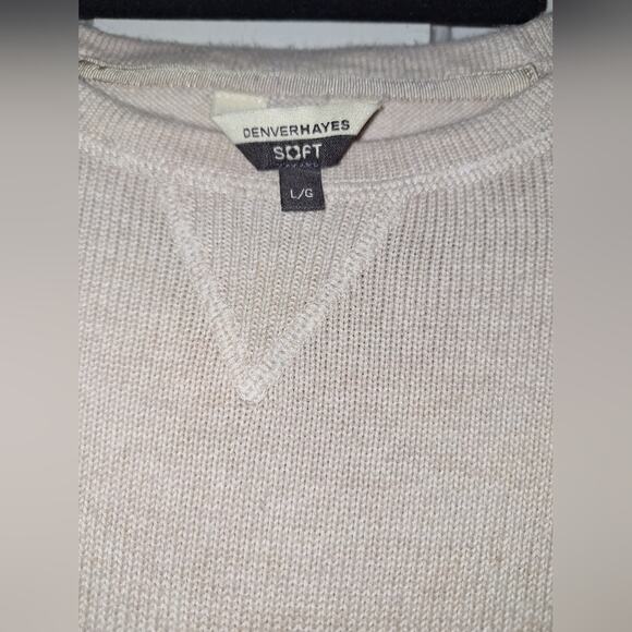 Denver Hayes Women's Neutral Beige Pullover Pocket Minimalist Size Large Coastal - Picture 2 of 4